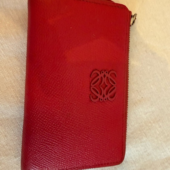 Loewe Handbags - Loewe Dark Pink Compact Leather Wallet